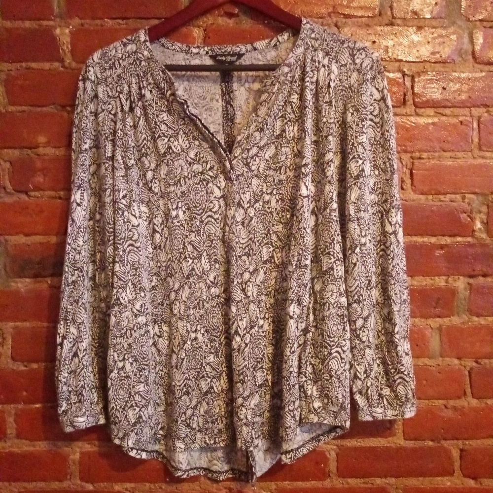 DONATED Lucky Brand Womens Blouse Black and White